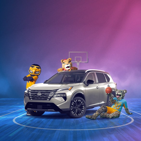 March Madness Nissan Rogue surrounded by mascots